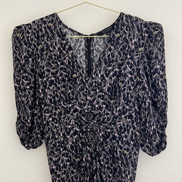 All Saints Josephine Leopard Print Midi Dress - Picture 12 of 14